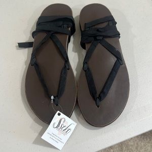 Brand new with tags brown Sseko ribbon sandals